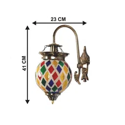 1ST TIME Multicoloured & Multicoloured Textured Metal Traditional Spherical Shaped Wall Lamp image 2