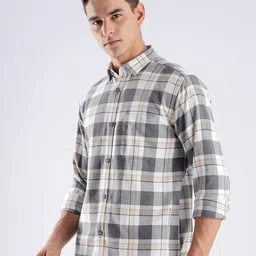 TURMS Men Standard Tailored Fit Tartan Checks Checked Casual Shirt image 3
