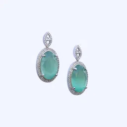 Opal Touch Rhodium-Plated Cubic Zirconium Studded Jewellery Set image 3