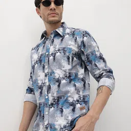 The Roadster Life Co. Abstract Printed Cutaway Collar Twill Weave Casual Pure Cotton Shirt-image-11