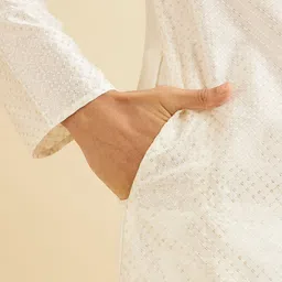 Manyavar Embroidered Straight Sequinned Kurta with Pyjamas image 3