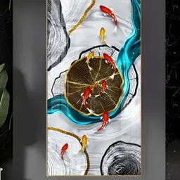 THE NEXT DECOR Tranquil Fish Pond Glass Finish Vertical Wall Art-image-84