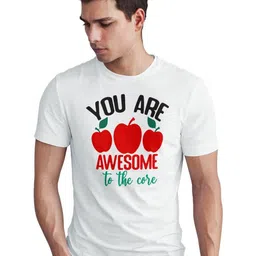 Seekbuylove Typography Printed Round Neck Short Sleeves Bio Finish Pure Cotton T-shirt-image-48