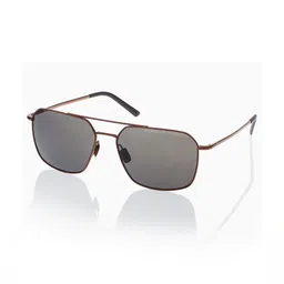 PORSCHE DESIGN Men Grey Lens & Brown Aviator Sunglasses with image 4