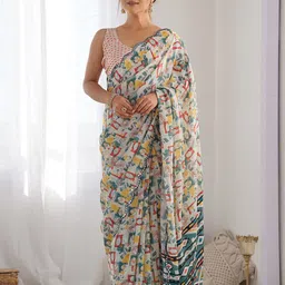 Mitera Mirror Work Poly Chiffon Designer Saree-image-79