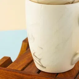 WEAVING HOMES White & Black 2 Pieces Printed Ceramic Glossy Finished Cups 250 ml Each image 4