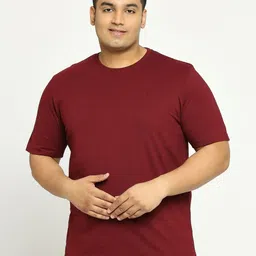 Vaishvik Men Plus Size Solid Round Neck Pure Cotton T-shirt-picture-51