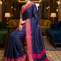 all about you Ethnic Motifs Zari Pure Silk Handloom Kanjeevaram Saree image 3