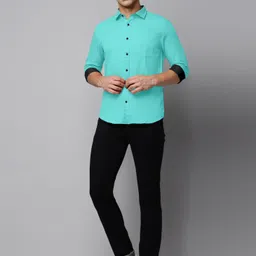 nuji Men Regular Fit Solid Spread Collar Casual Shirt image 3