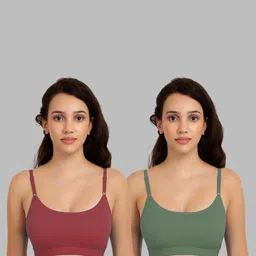 samvar Women Cotton Maroon,Green Non Padded Non-Wired Lingerie Bra Sport wear Gym Crop Tank Top image 2