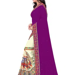 DIVASTRI Ethnic Motifs Embroidered Pure Georgette Half & Half Saree image 2