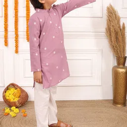 Biglilpeople Boys Printed Regular Pure Cotton Kurta with Pyjamas image 3