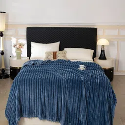JC HOME Navy Blue AC Room 300 GSM Double Bed Blanket-image-91