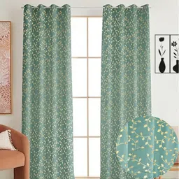 GEET CREATIONS Blue Set of 2 Floral Window Curtain-picture-20
