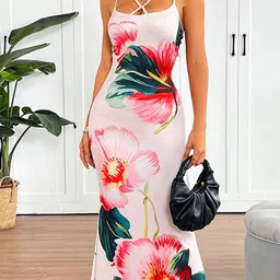 Outzidr Women Floral Print Maxi Dress image 3
