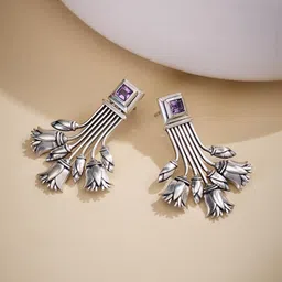 Fabindia Women Contemporary Oxidised Silver Dangler Earrings-picture-11