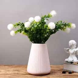 TAYHAA Blush Harmony Pink Striped Ceramic Fluted Flower Vase-picture-32