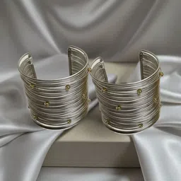 DressBerry Women 2 American Diamond Handcrafted Silver-Plated Cuff Bracelet-picture-21