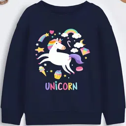 yk Kids Unicorn Print Sweatshirt, Navy Blue Color-picture-22