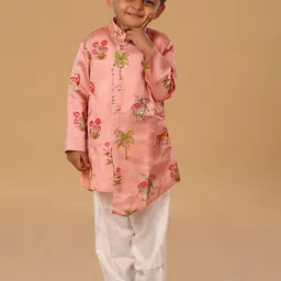 The Mini Trunk Boys Floral Printed Mandarin Collar Kurta With Trousers image 2