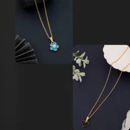 SZN Set Of 2 Gold-Plated Beaded Floral Shaped Enamelled Pendants-image-97