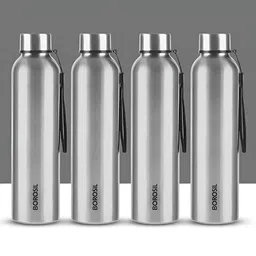 BOROSIL Grey & Black 4 Piece Stainless Steel Solid Water Bottle-image-82