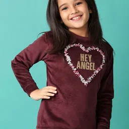 V-Mart Girls Typography Printed Round Neck Cotton Pullover Sweatshirt-picture-34