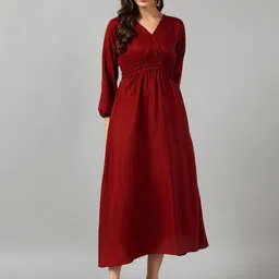 Raiyani Enterprise Women Tiered Solid V-Neck Casual Dress-image-68