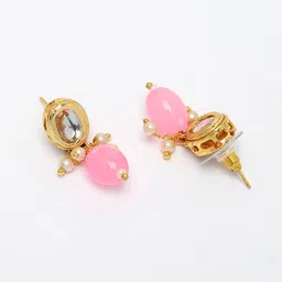 Sangria Women Pink Artificial Beads Layered Necklace With Drop Earrings image 4