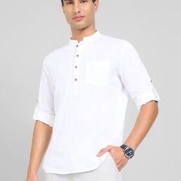 indus route by Pantaloons Mandarin Collar Pure Cotton Short Kurta-picture-49