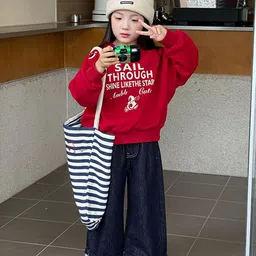 LULU & SKY Girls Typography Printed Long Sleeves Pullover Sweatshirt image 2