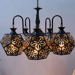 MFD HOME FURNISHING Black Textured Quirky Ceiling Lamp image 5