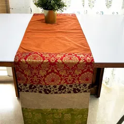 Pink Parrot Red & Green Ethnic-Motif Table Runner-picture-48