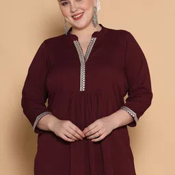 LetsDressUp Embellished Mandarin Collar Longline A-Line Top-picture-36