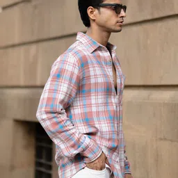 Powerlook SS25 Structured Tartan Checked Casual Shirt image 5