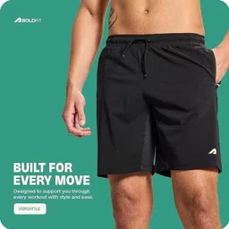 boldfit activewear Solid Men Black Gym Shorts image 5