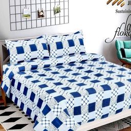 Aura Geometric Printed 144 TC King Bedsheet with 2 Pillow Covers-image-71