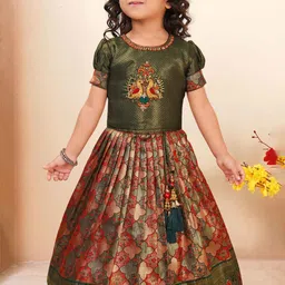 Lagorii Girls Pattu Pavadai With Bead Work And Zardosi Work Lehenga Chol image 2