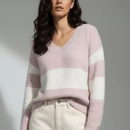 Outzidr Women Colourblocked Striped Pullover-picture-23