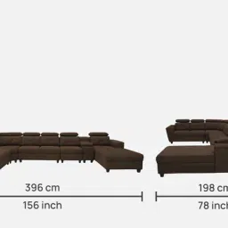 woodsworth from pepperfry Impero Fabric Corner Sofa in Chestnut Brown Colour in C Shape image 2