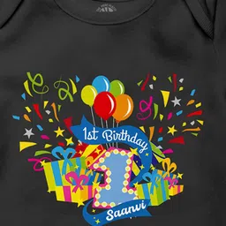 THE PRINT PLATTER Kids 1st Birthday Printed Cotton Bodysuit with Envelope Neck image 2