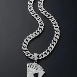 KRENOZ Sliver-Plated Stone-Studded Pendant With Chain image 3