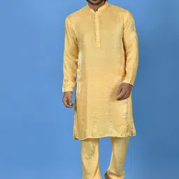 Simaaya Men Solid Satin Kurta with Pyjama-picture-26