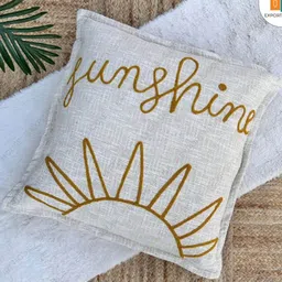 EXPORT HOUSE Beige Set of 2 Square Cushion Covers image 1