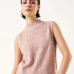 High Star Women Self Design High Neck Sweater Vest-picture-13