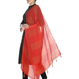 A R SILK DUPATTA HUB Woven Design Leheriya Dupatta with Zari image 3