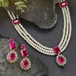 Peora Gold-Plated Stone Studded Jewellery Set-picture-27