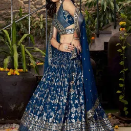 Zeel Clothing Embroidered Sequinned Semi-Stitched Lehenga & Blouse With Dupatta image 5