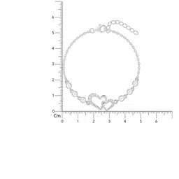 GIVA 925 Sterling Silver Rhodium-Plated Cubic Zirconia Studded Duoheart Bracelet image 2