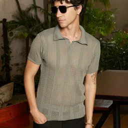 Campus Sutra Men Self Design Polo Collar Cotton T-shirt-picture-29